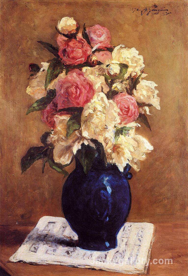 Boquet of Peonies on a Musical Score by Paul Gauguin paintings reproduction
